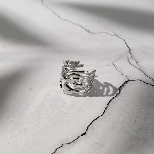 "Molten" bague réglable en acier inoxydable