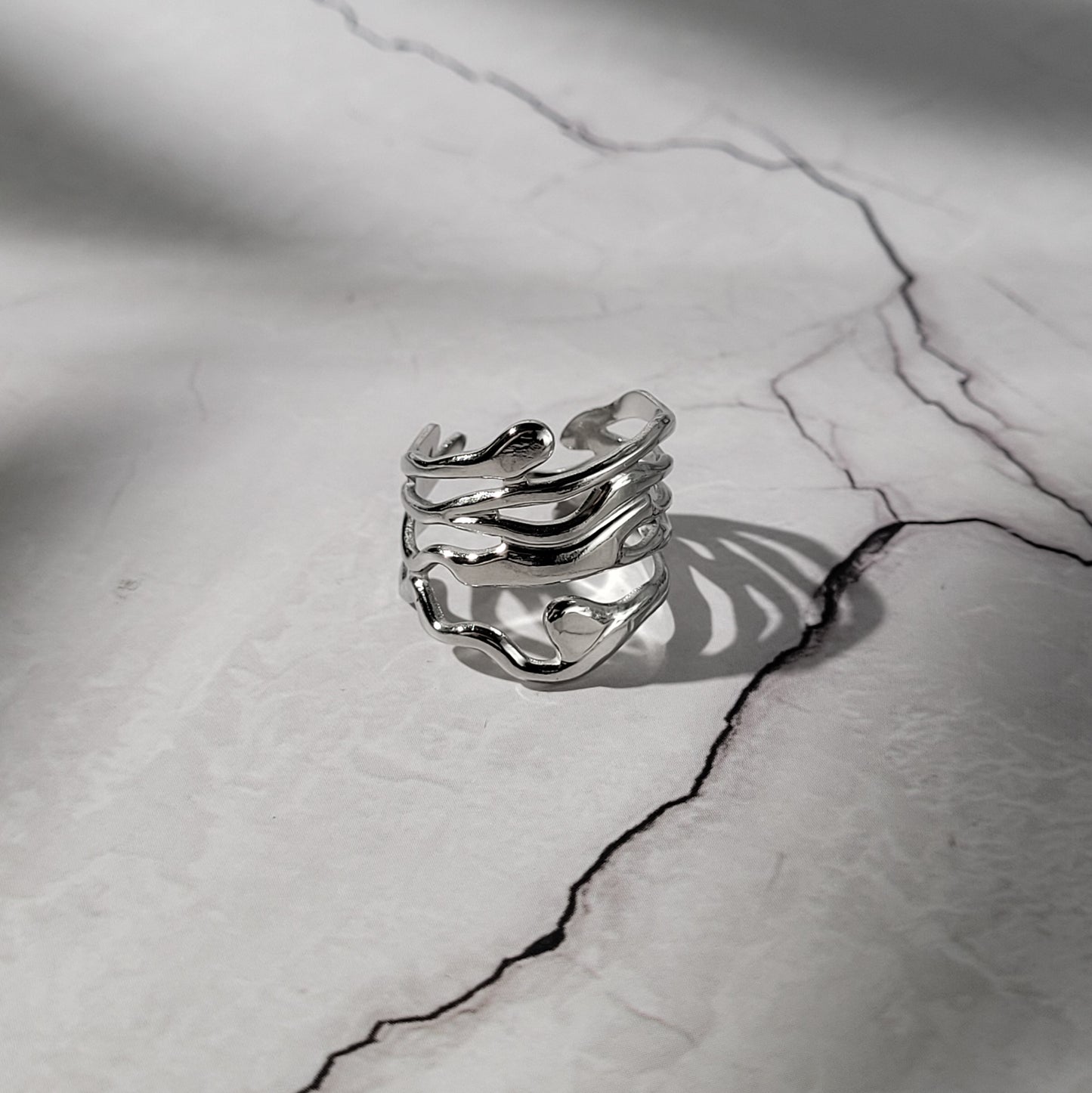 "Molten" bague réglable en acier inoxydable