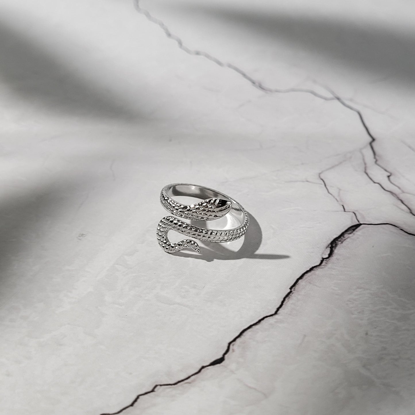"Snake bite" bague réglable en acier inoxydable