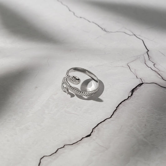 "Snake bite" bague réglable en acier inoxydable