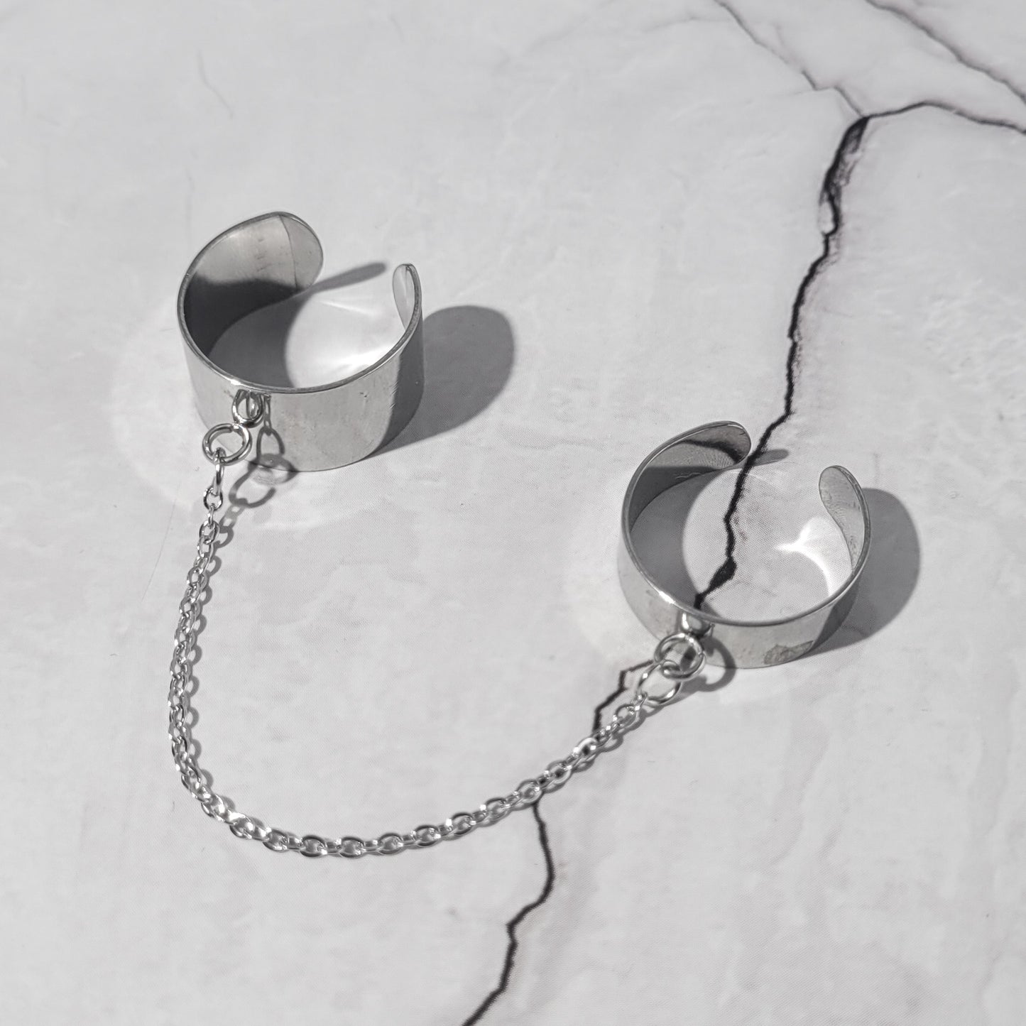 "Shadow bonds" double bague chaîne réglable en acier inoxydable