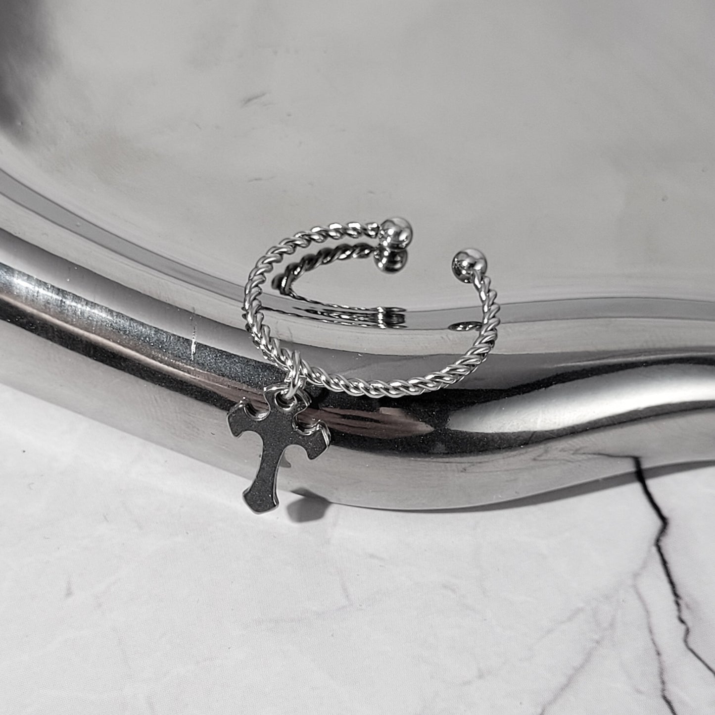 "Dark crusade" bague réglable en acier inoxydable