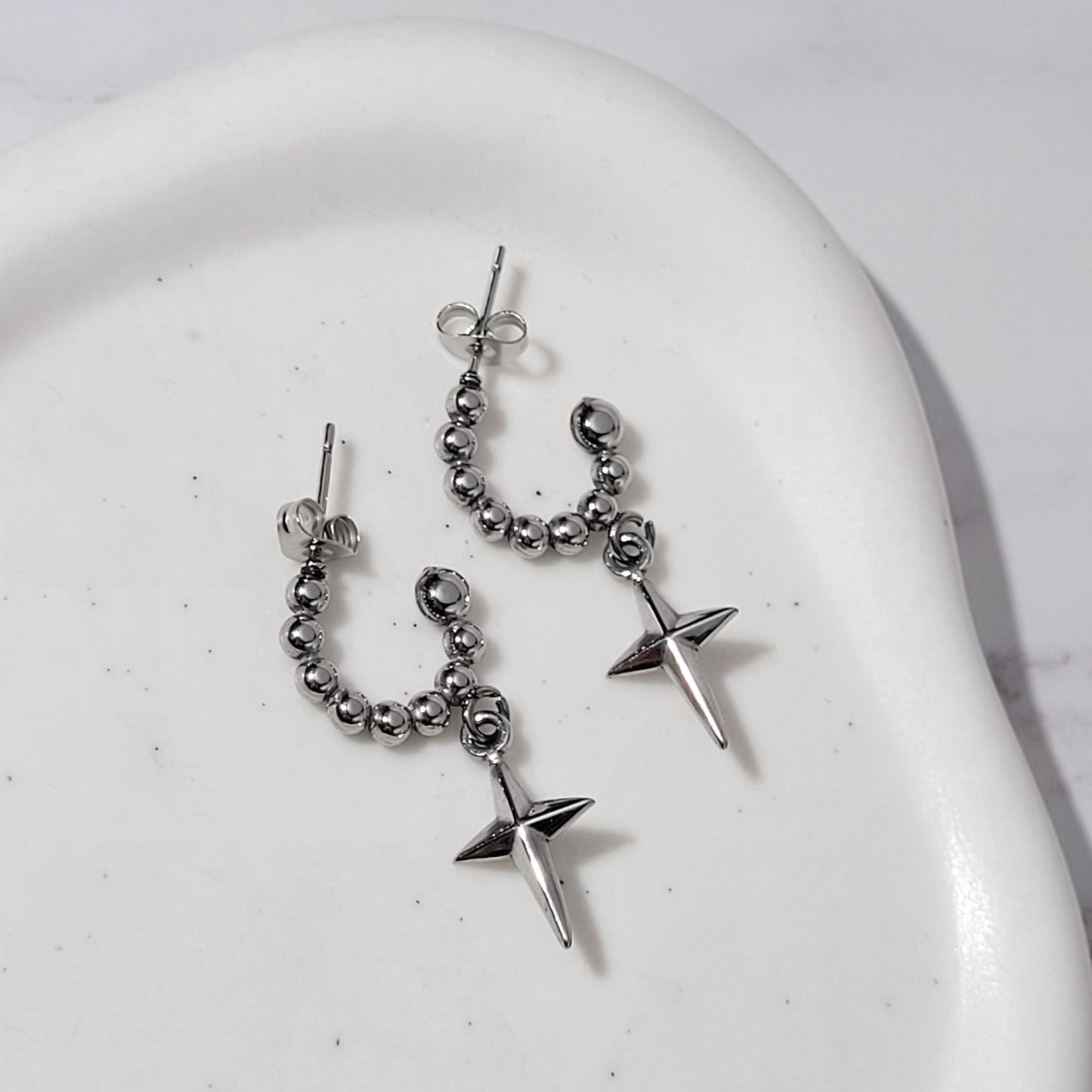 "Silver comet" boucles d'oreilles en acier inoxydable