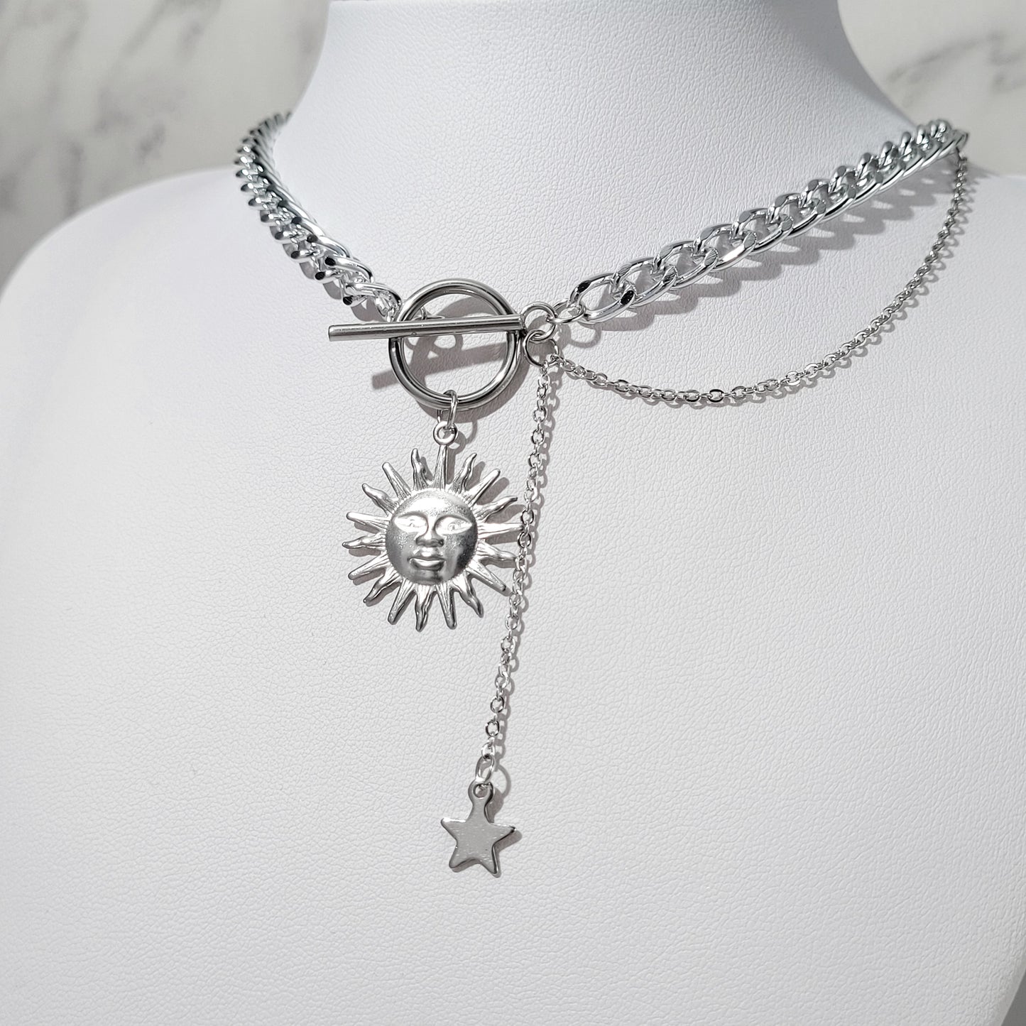 "Twilight Cascade" collier chaîne en acier inoxydable