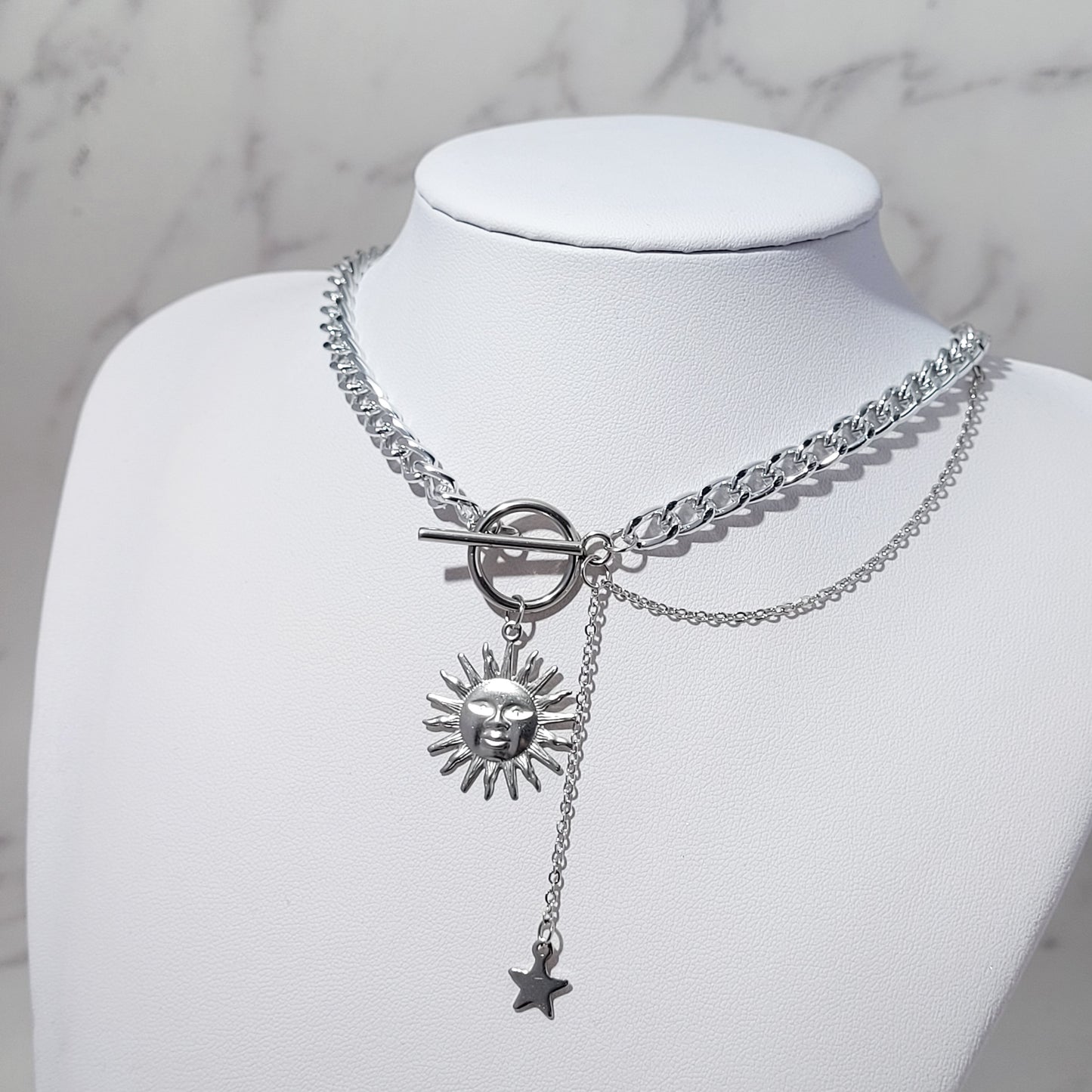 "Twilight Cascade" collier chaîne en acier inoxydable