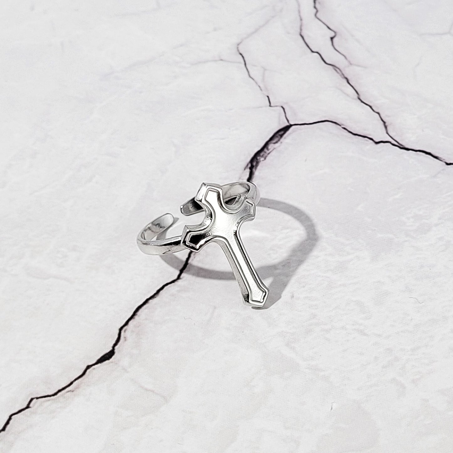 "Regal relique" bague réglable en acier inoxydable