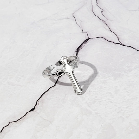 "Regal relique" bague réglable en acier inoxydable