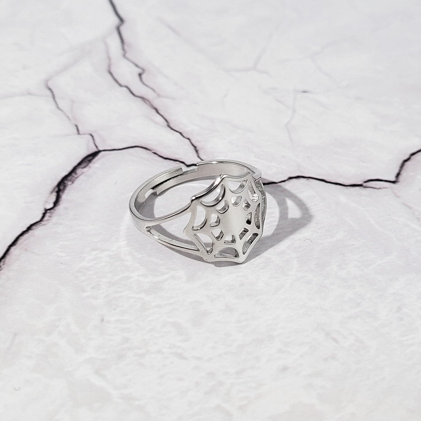 "Black widow" bague réglable en acier inoxydable