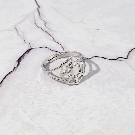 "Black widow" bague réglable en acier inoxydable