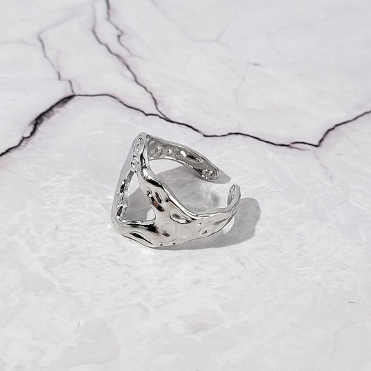 "Raw sculpture" bague réglable en acier inoxydable