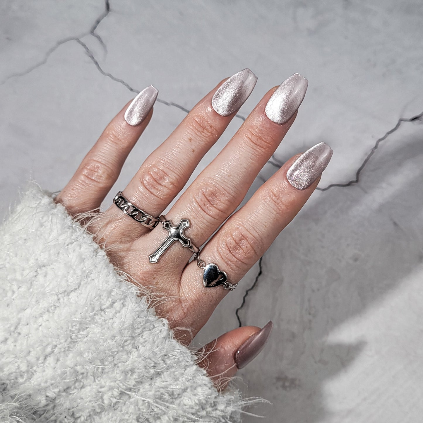 "Sinister love" bague réglable en acier inoxydable