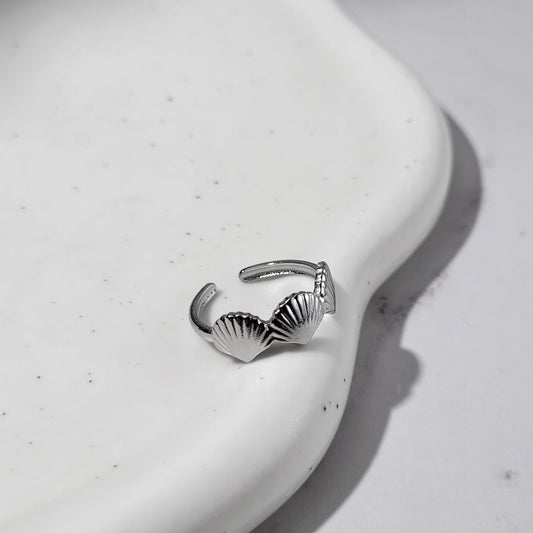 "Shells" bague réglable en acier inoxydable