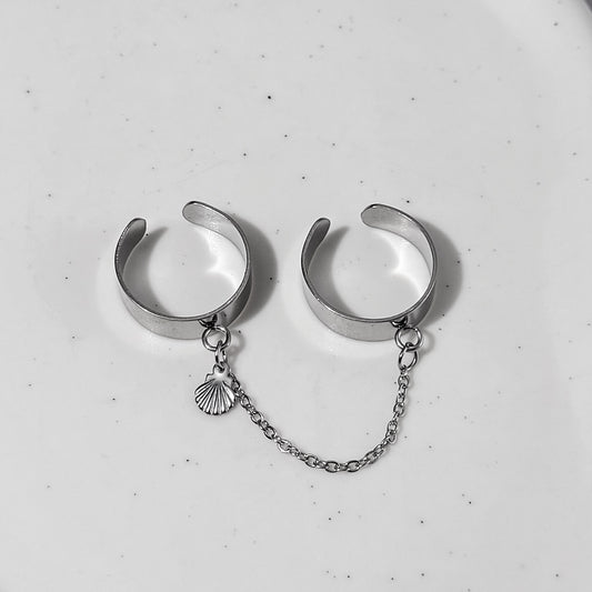 "Bounded mermaid" double bague chaîne réglable en acier inoxydable