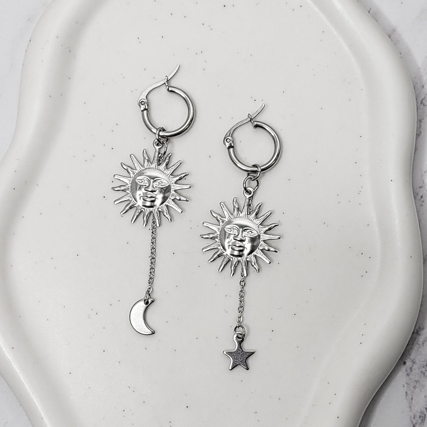 "Solstice" boucles d'oreilles dormeuses 100% acier inoxydable