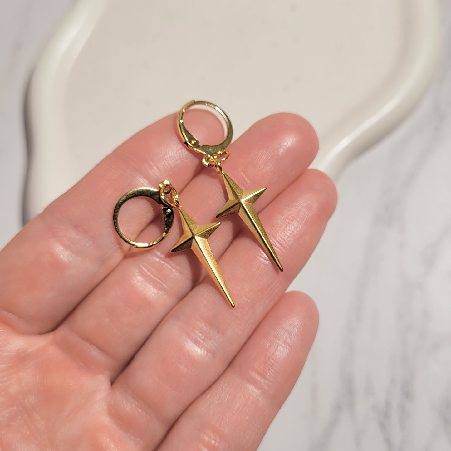 "Golden Celestial edge" boucles d'oreilles en acier inoxydable doré