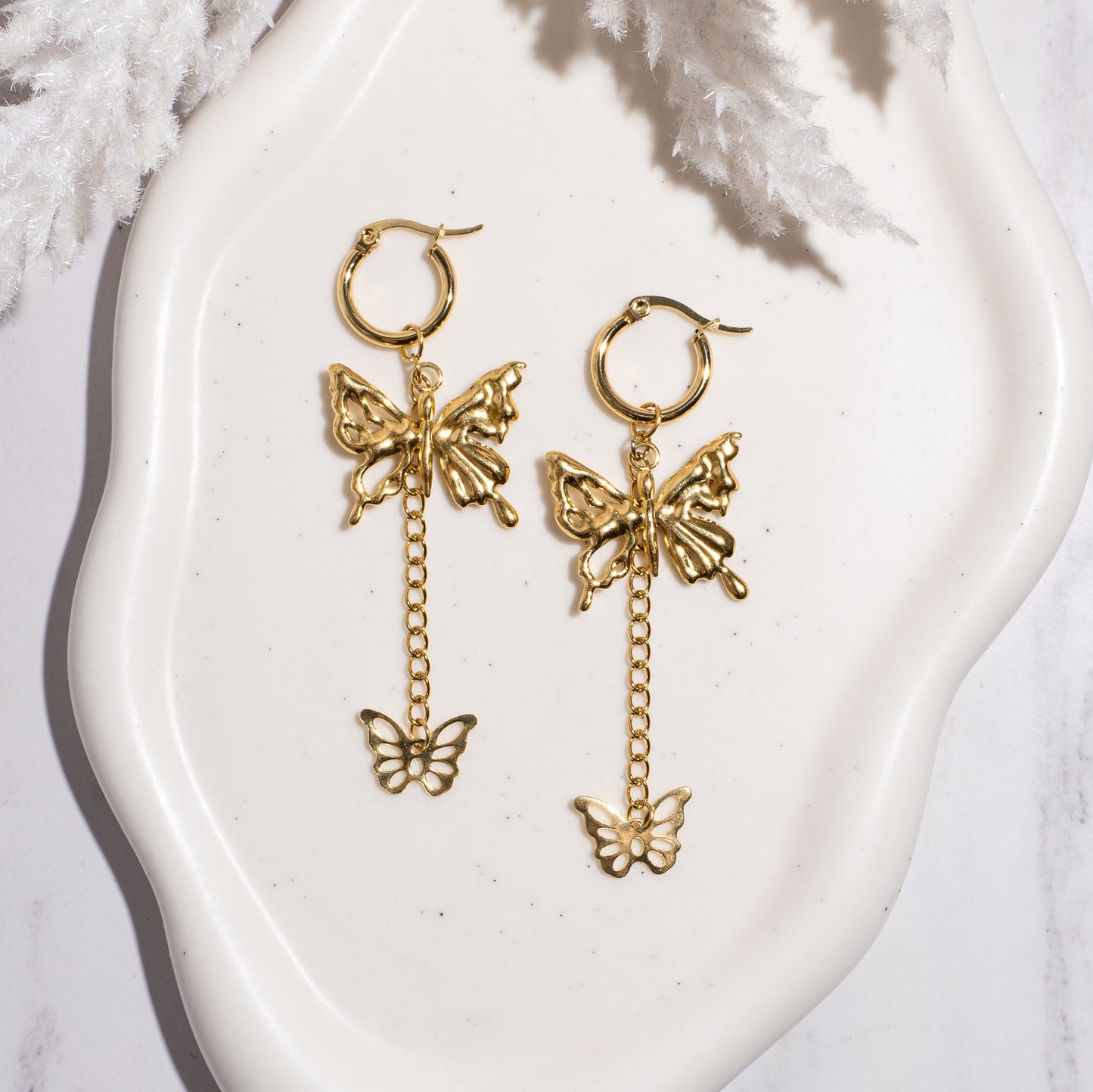 "Golden metamorph" boucles d'oreilles en acier inoxydable doré