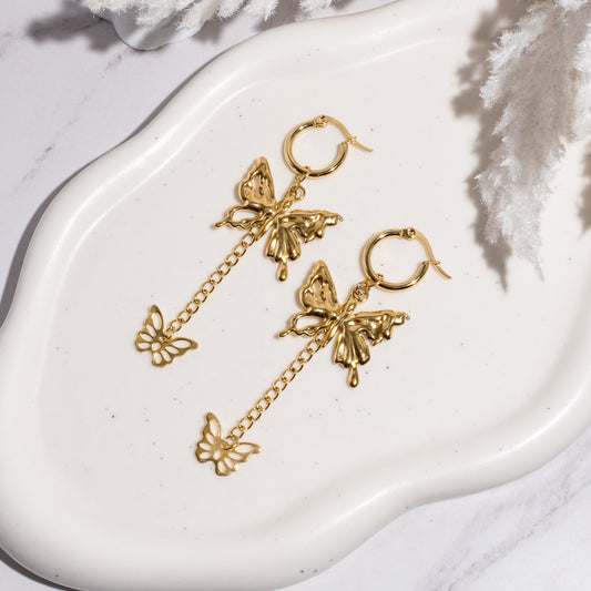 "Golden metamorph" boucles d'oreilles en acier inoxydable doré