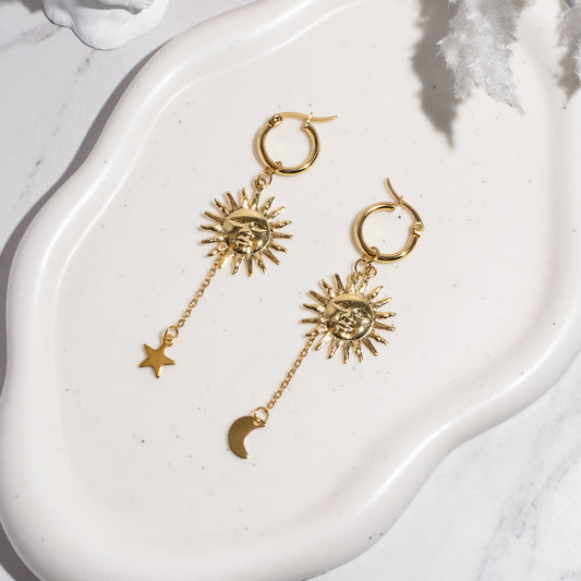 "Golden solstice" boucles d'oreilles en acier inoxydable doré