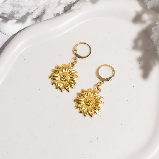 "Solar bloom" boucles d'oreilles dorées