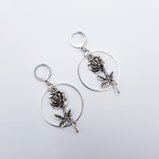 "Black rose" boucles d'oreilles dormeuses