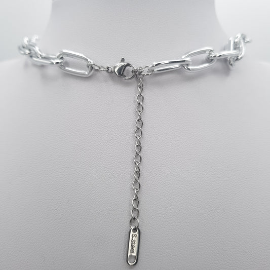 "Scratched heart" collier choker chaîne