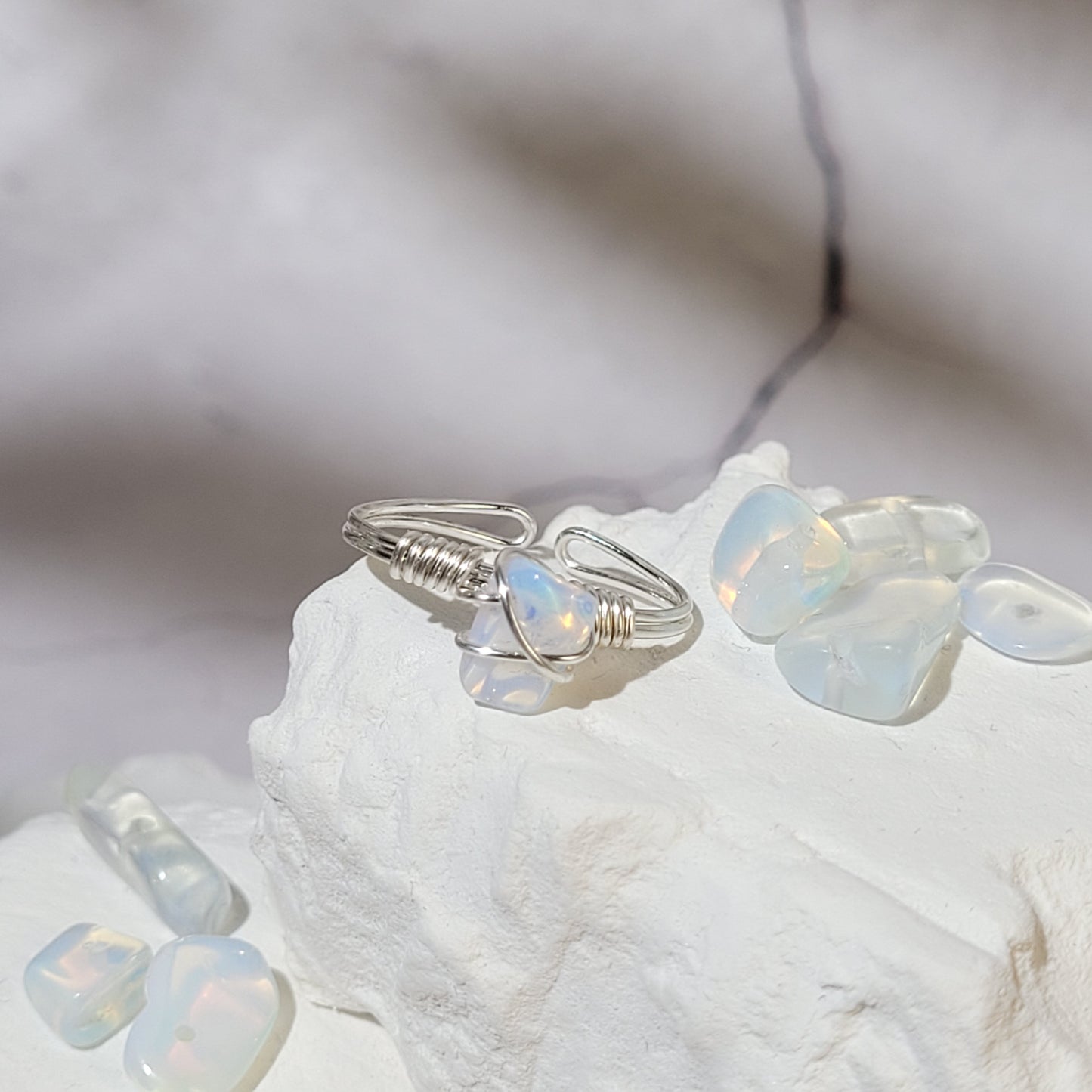 Bague "Birthstone" Opalite - octobre