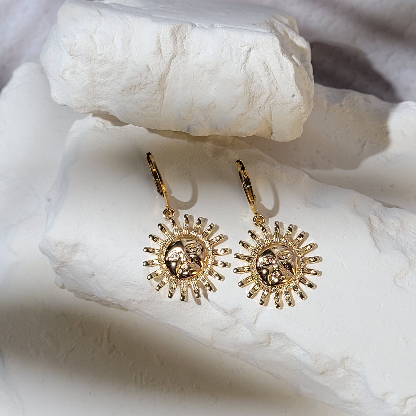 "Astral sun" boucles d'oreilles en acier inoxydable doré