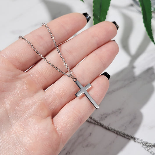 "Crossed" collier chaîne en acier inoxydable