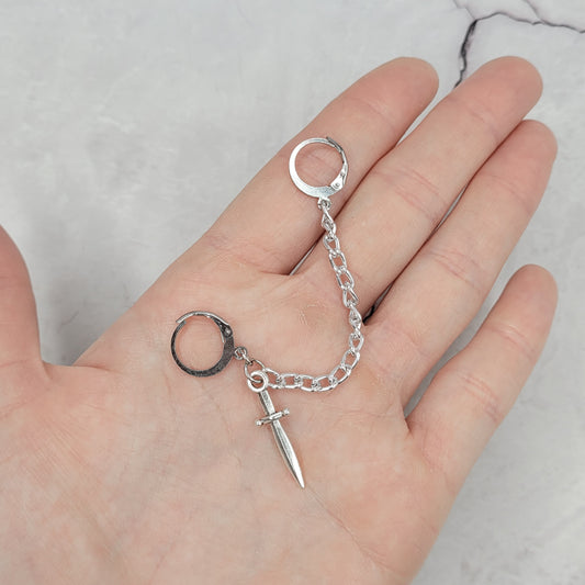 "ear cuffed - dagger" double boucle d'oreille dormeuse