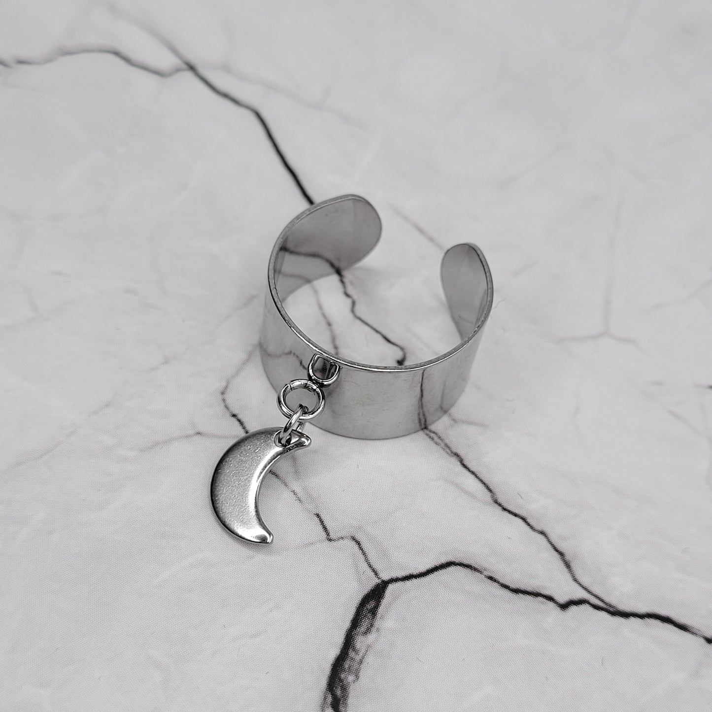 "Moon spell" bague lune réglable en acier inoxydable