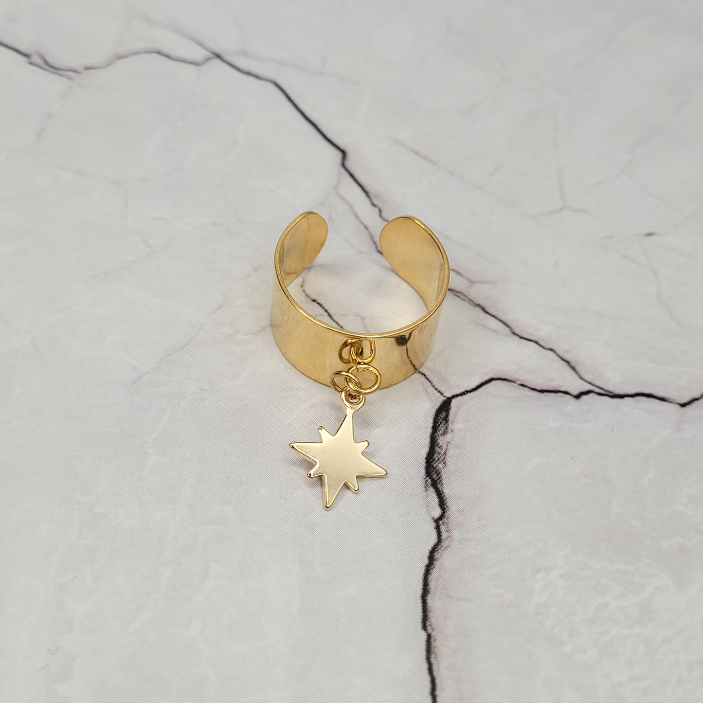 "Sparkle" bague réglable en acier inoxydable doré