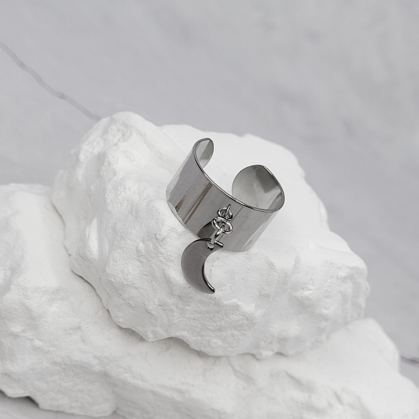 "Moon spell" bague lune réglable en acier inoxydable