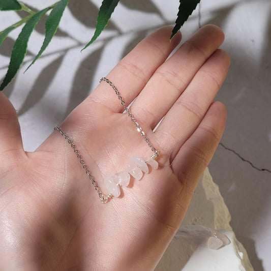 Collier "Birthstone" Quartz rose - avril