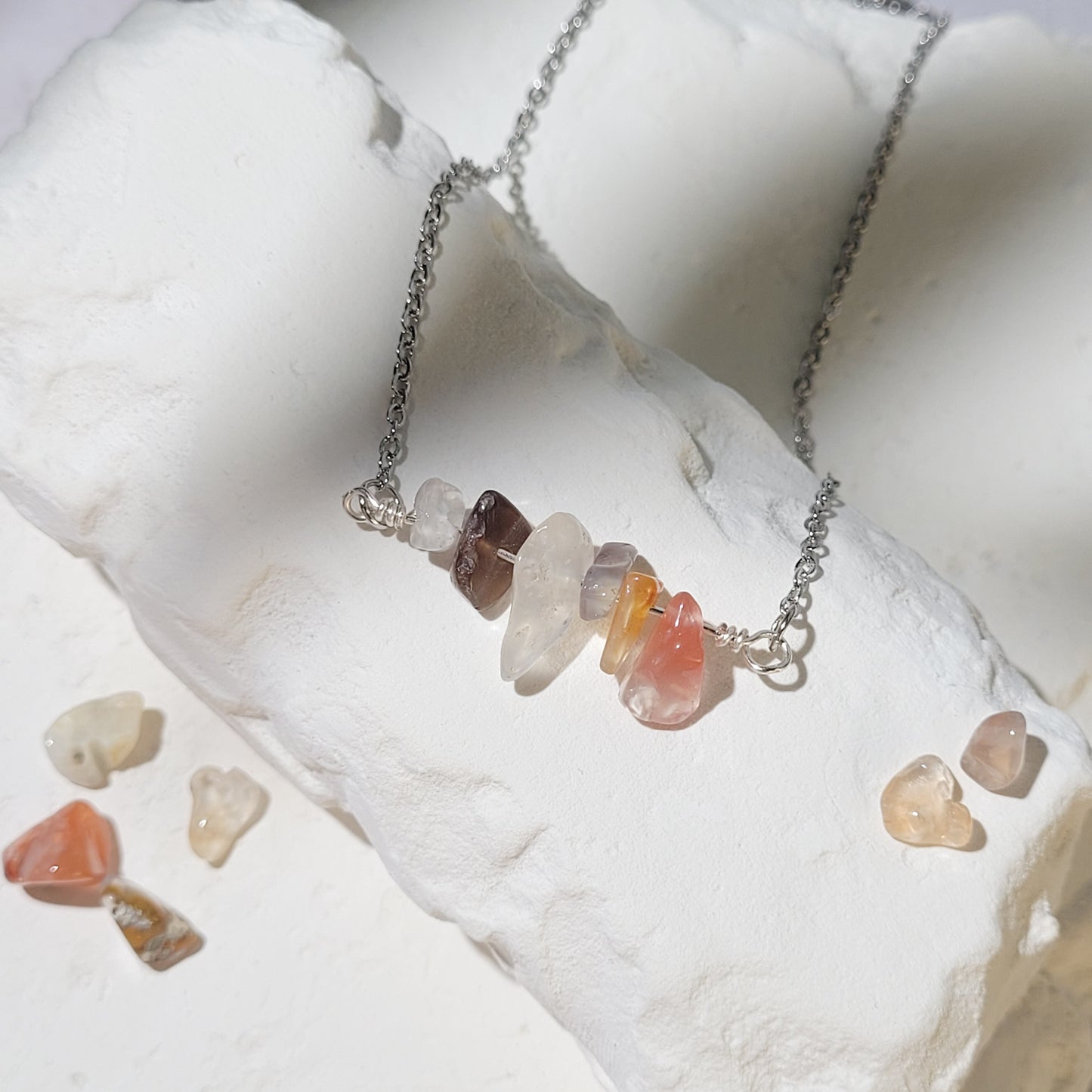 Collier "Birthstone" Agathe rouge - juillet