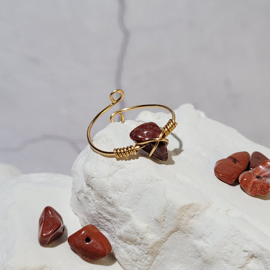 Bague "Birthstone" dorée Jaspe rouge - janvier