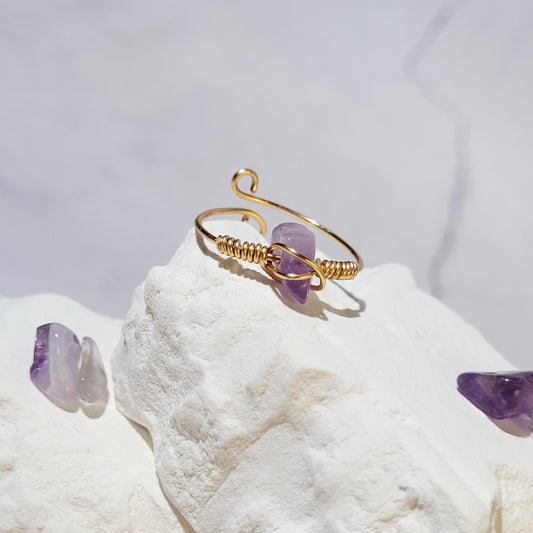Bague "Birthstone" dorée Améthyste - février