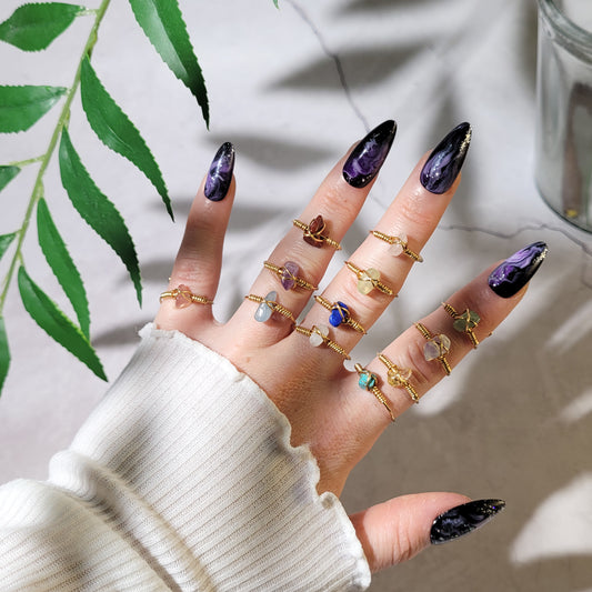 Bague "Birthstone" dorée Opalite - octobre