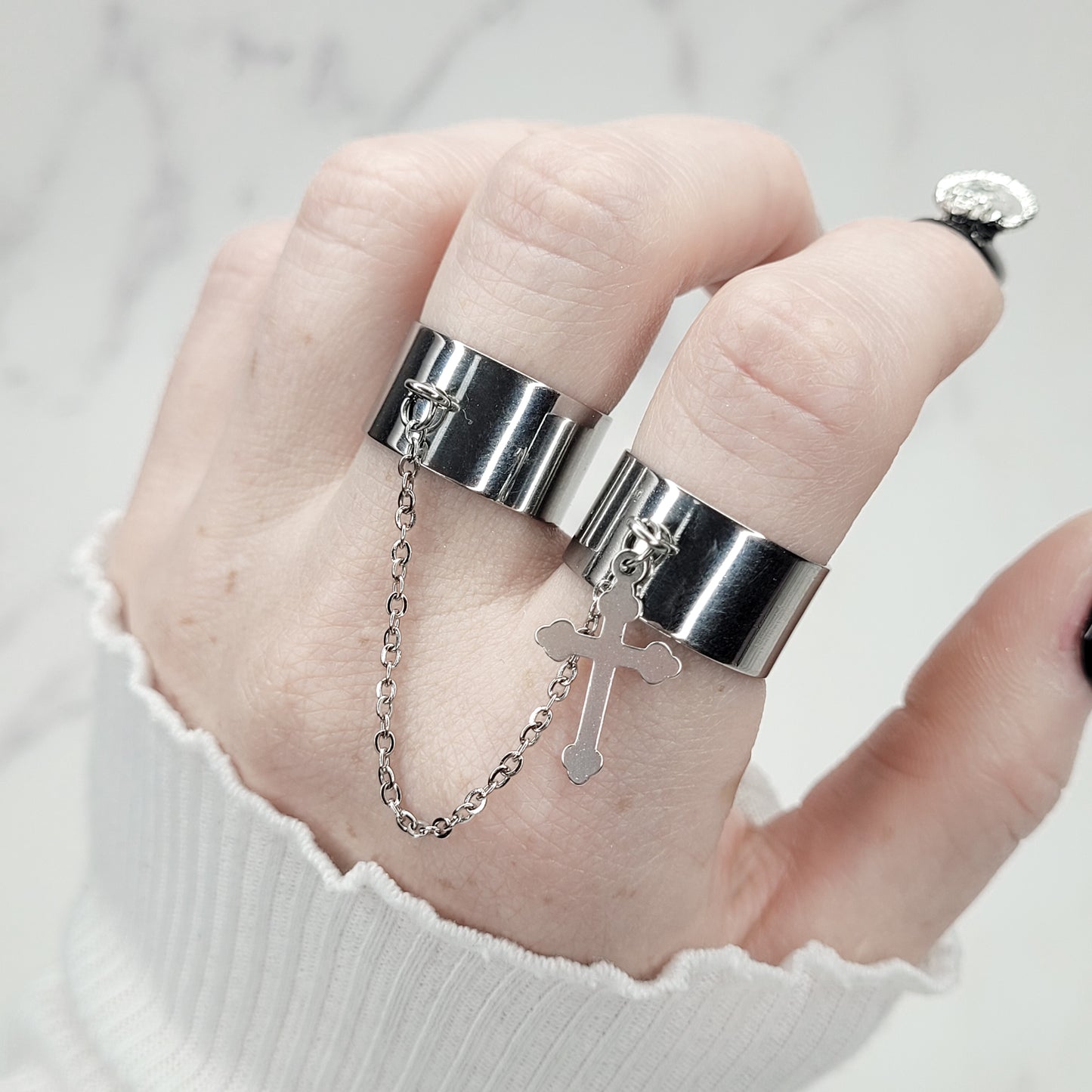"Spirits" double bague chaîne réglable en acier inoxydable
