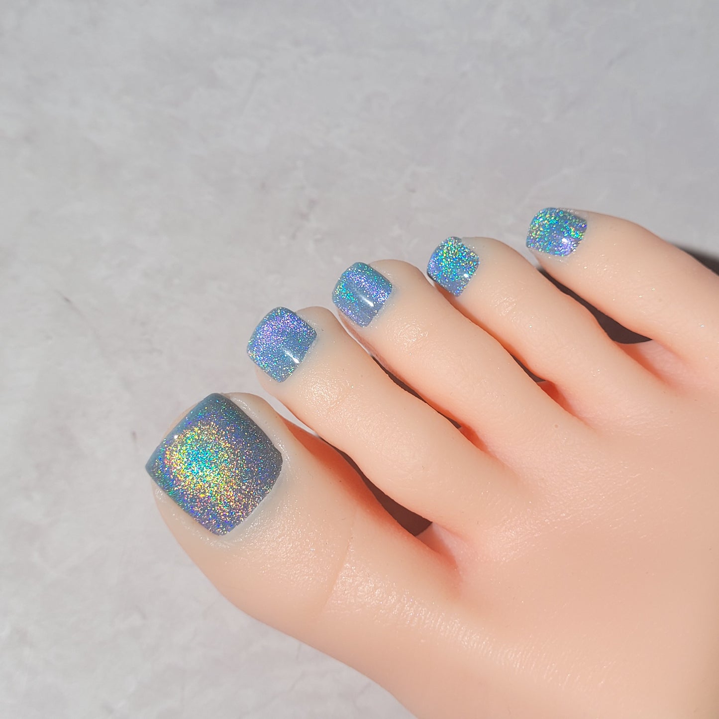 Press on nails pieds: "Icy holo"