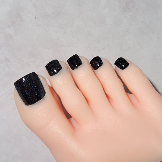 Press on nails pieds: "Black laser"