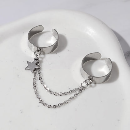 "Celestial connection" double bague chaînes réglable en acier inoxydable
