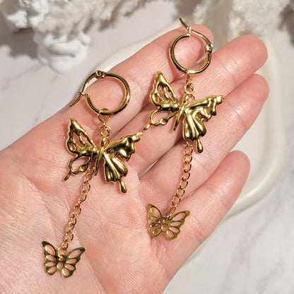 "Golden metamorph" boucles d'oreilles en acier inoxydable doré
