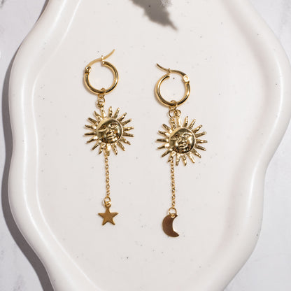 "Golden solstice" boucles d'oreilles en acier inoxydable doré