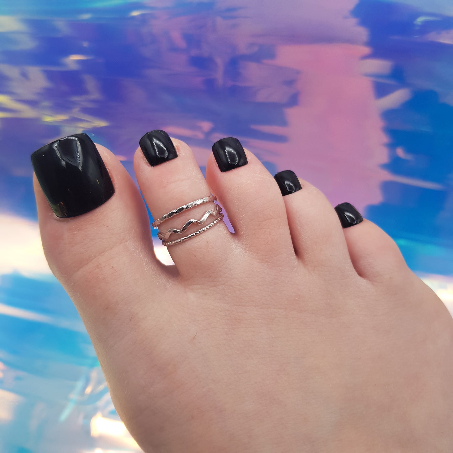 Press on nails pieds: "Black like my heart"