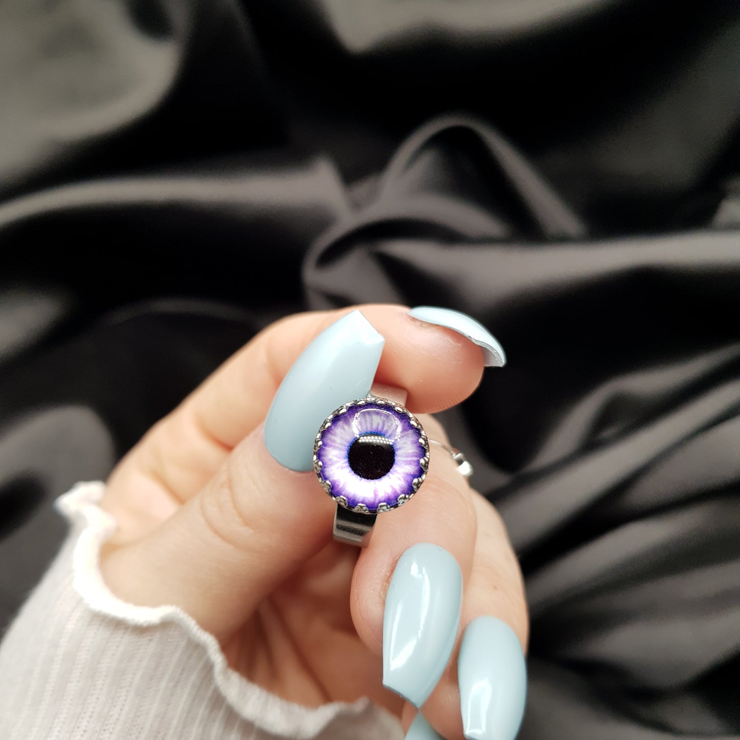 Antique Eye: Purple eye / bague unisexe œil réglable en acier inoxydable