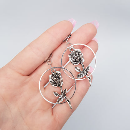 "Black rose" boucles d'oreilles dormeuses