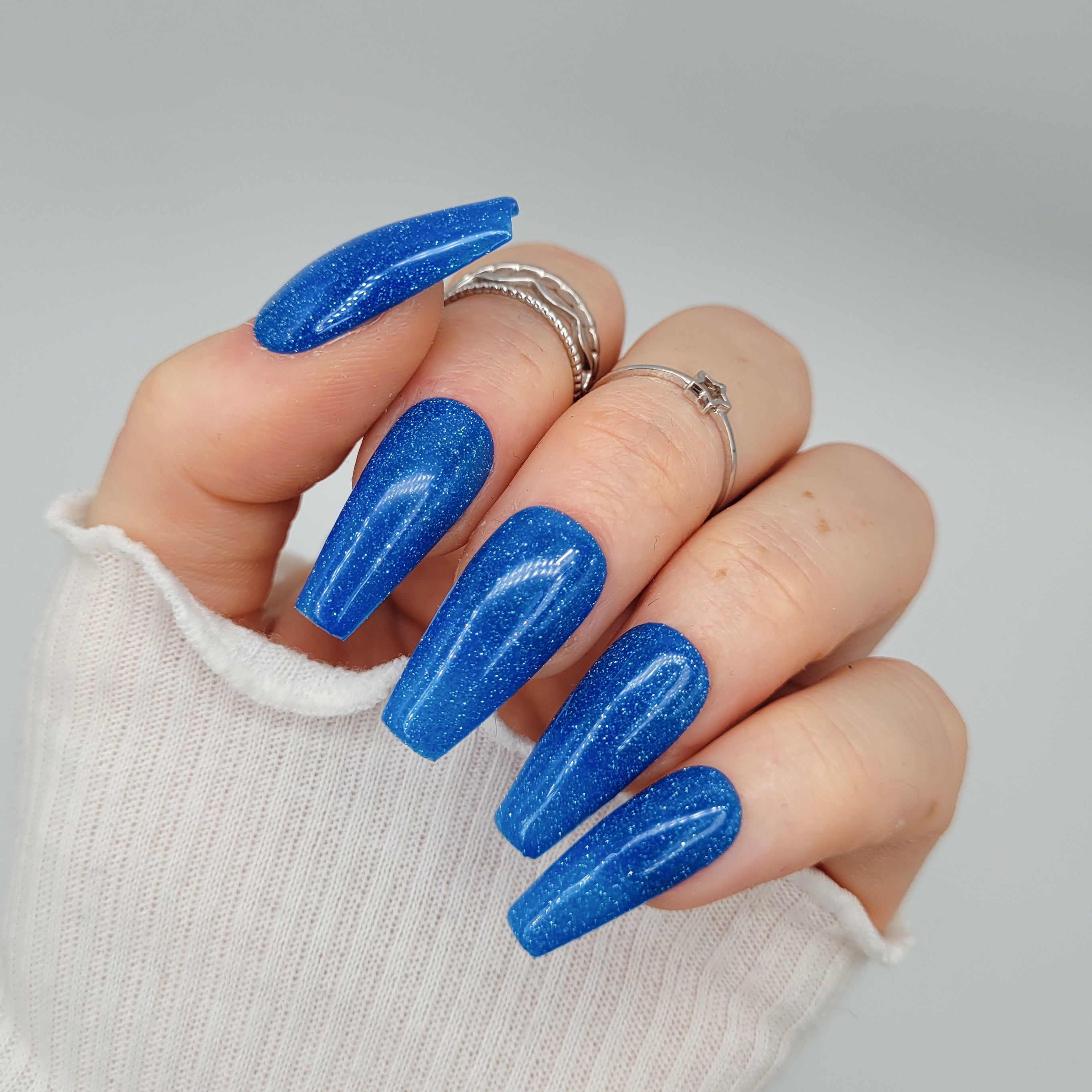 adding glossy french tips to my tte cobalt blue manicure 💙products us... |  French Tip Stamper | TikTok