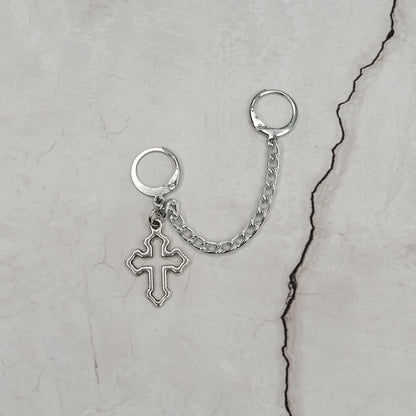 "ear cuffed - cross" double boucle d'oreille dormeuse