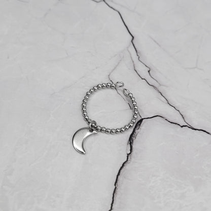 "Hecate" bague lune réglable anti-stress en acier inoxydable