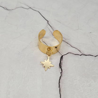 "Sparkle" bague réglable en acier inoxydable doré